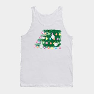 Green Leaves, Colorful Light Bunting and Silver Ornaments Tank Top